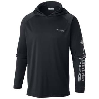 Columbia Hoodie Heren, PFG Terminal Tackle Tall Zwart Grijs, 28BOHKMDN